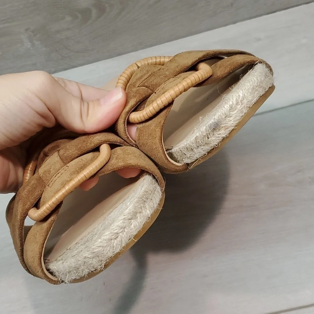 Veronica Beard Womens Espadrille Wedge Leather Sandals shoes sz 8.5
